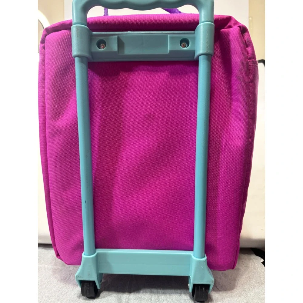 Disney Minnie Mouse Rolling Suitcase Kids Rainbow Ombre Travel Bag 14x12x5 Pink